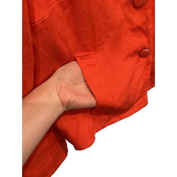 Talbots Womens Linen Blazer Size 12WP Classic Preppy Work Career Business Orange - Picture 5 of 8